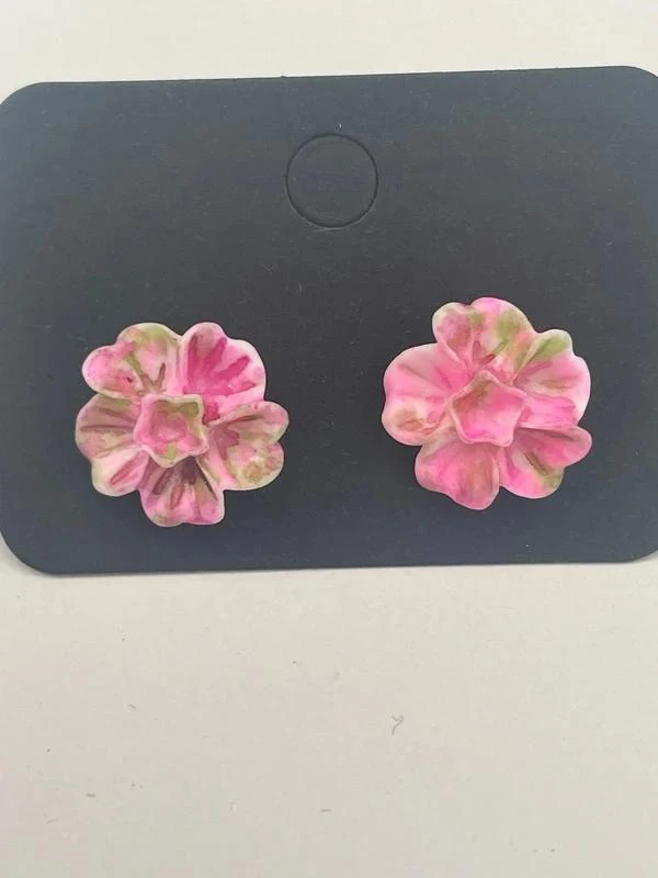 Boucles d’oreilles Sakura rose et vert